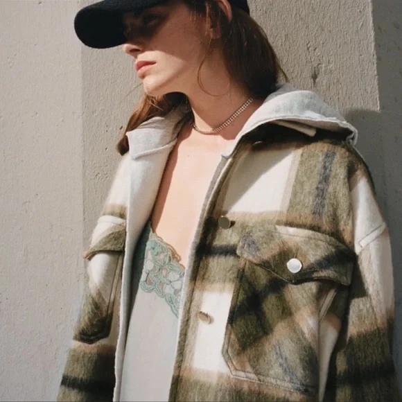 Zara Plaid Wool Overshirt Over Sized Button Down Shacket Jacket XXL - Picture 2 of 7